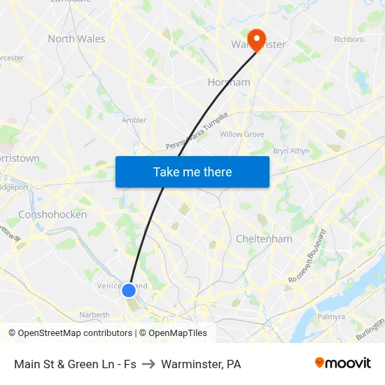 Main St & Green Ln - Fs to Warminster, PA map