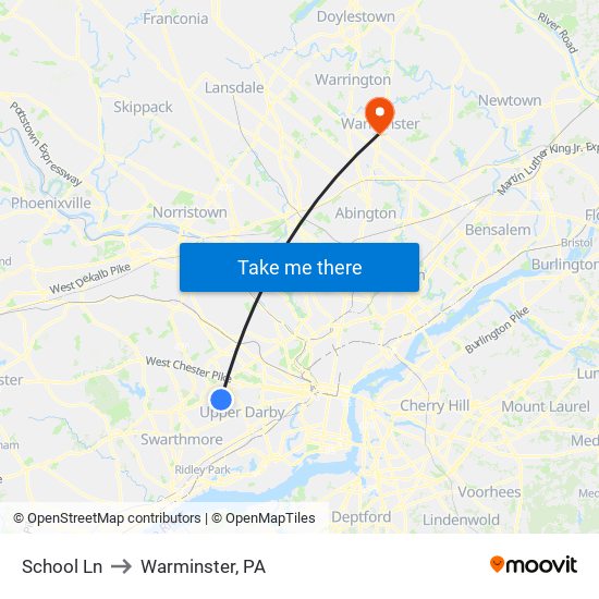 School Ln to Warminster, PA map