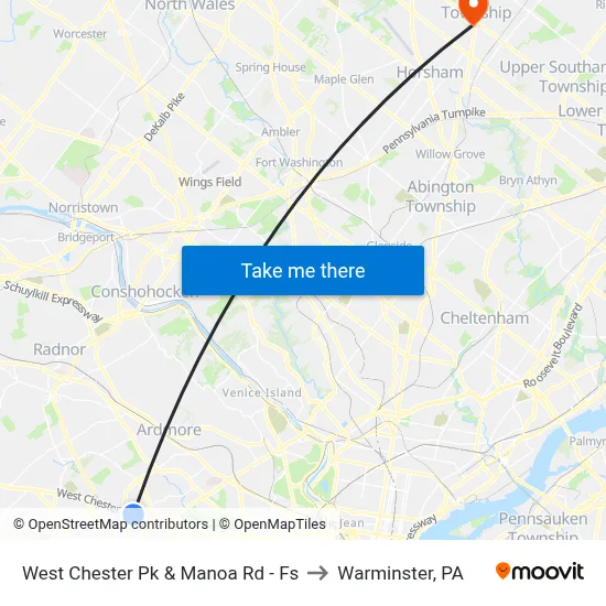 West Chester Pk & Manoa Rd - Fs to Warminster, PA map