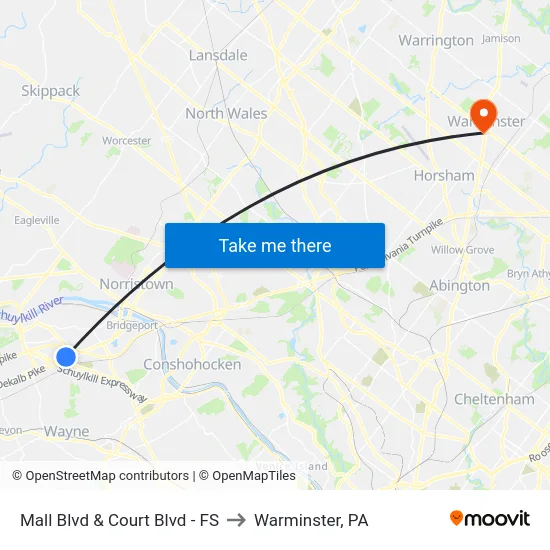 Mall Blvd & Court Blvd - FS to Warminster, PA map