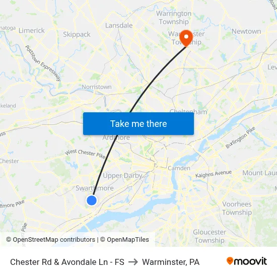 Chester Rd & Avondale Ln - FS to Warminster, PA map