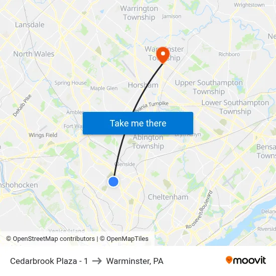 Cedarbrook Plaza - 1 to Warminster, PA map