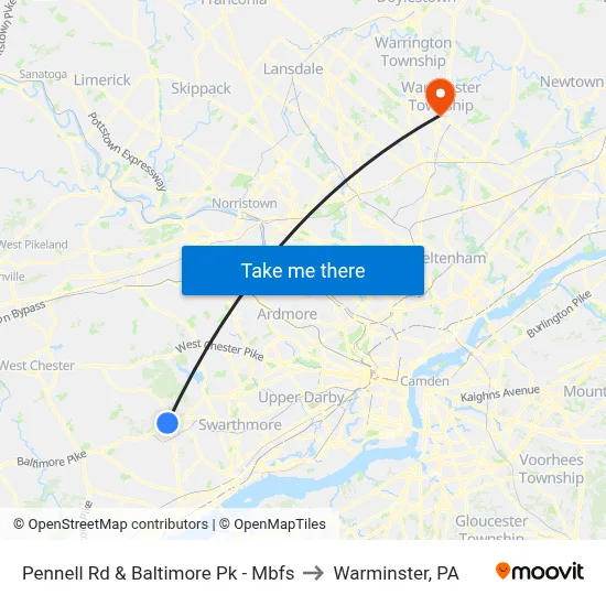 Pennell Rd & Baltimore Pk - Mbfs to Warminster, PA map