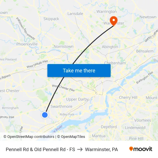 Pennell Rd & Old Pennell Rd - FS to Warminster, PA map