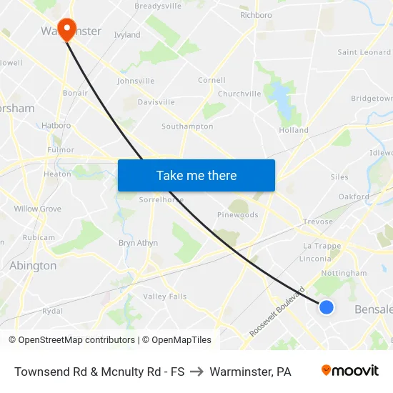 Townsend Rd & Mcnulty Rd - FS to Warminster, PA map