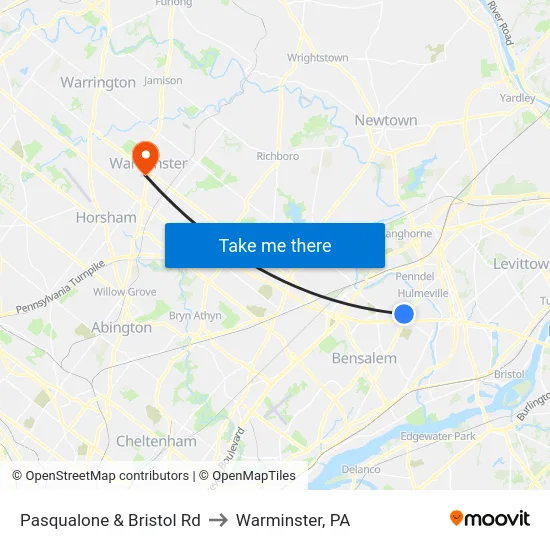 Pasqualone & Bristol Rd to Warminster, PA map