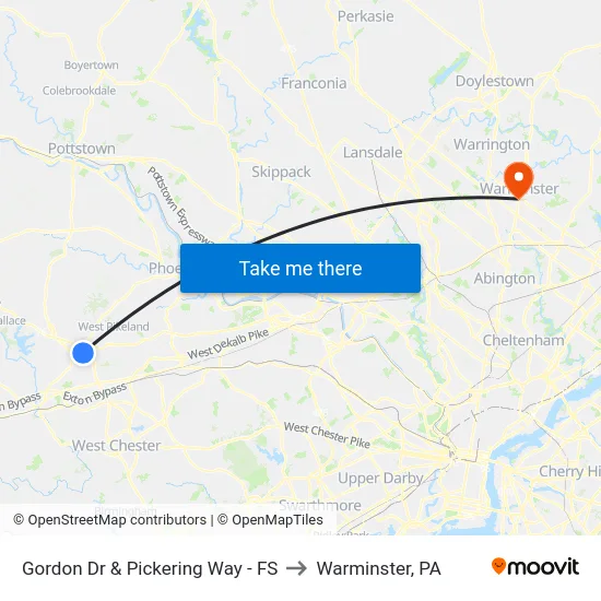 Gordon Dr & Pickering Way - FS to Warminster, PA map