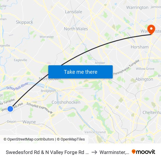 Swedesford Rd & N Valley Forge Rd - Mbfs to Warminster, PA map