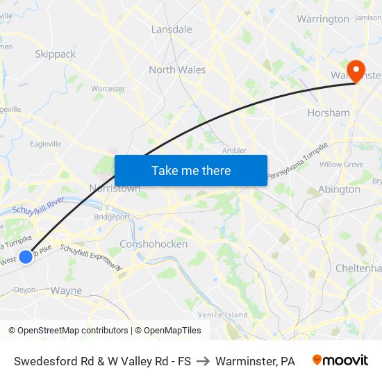 Swedesford Rd & W Valley Rd - FS to Warminster, PA map
