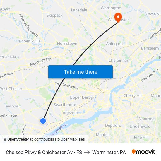 Chelsea Pkwy & Chichester Av - FS to Warminster, PA map