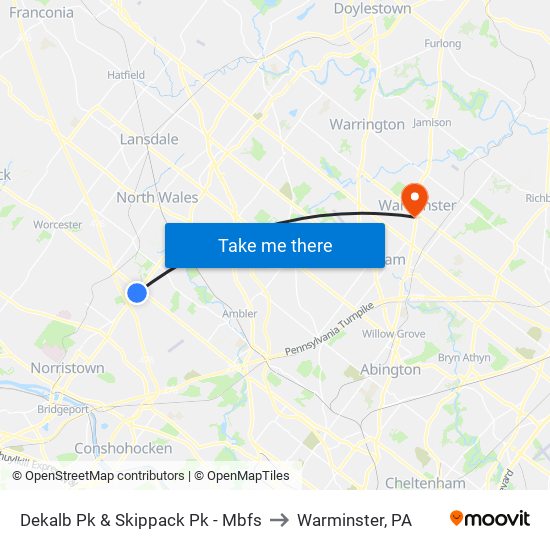 Dekalb Pk & Skippack Pk - Mbfs to Warminster, PA map