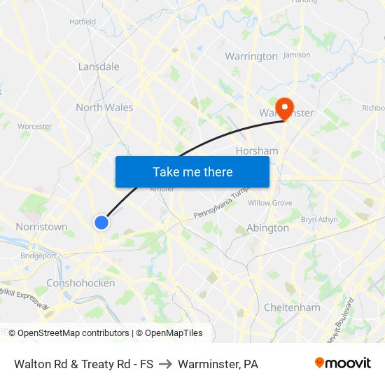 Walton Rd & Treaty Rd - FS to Warminster, PA map