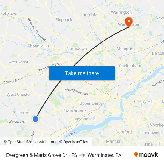 Evergreen & Maris Grove Dr - FS to Warminster, PA map