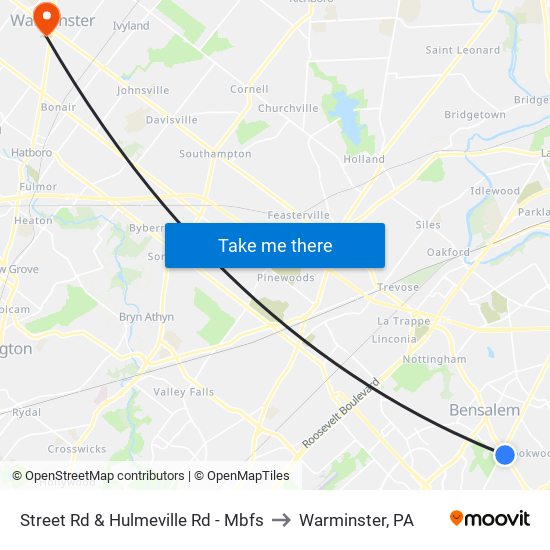 Street Rd & Hulmeville Rd - Mbfs to Warminster, PA map