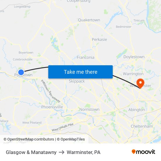 Glasgow & Manatawny to Warminster, PA map