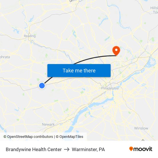 Brandywine Health Center to Warminster, PA map