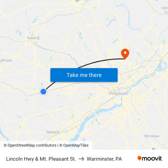 Lincoln Hwy & Mt. Pleasant St. to Warminster, PA map