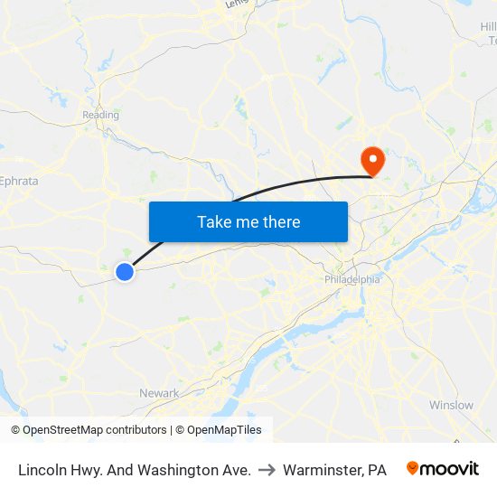 Lincoln Hwy. And Washington Ave. to Warminster, PA map