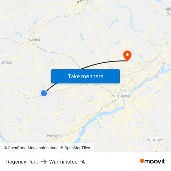 Regency Park to Warminster, PA map