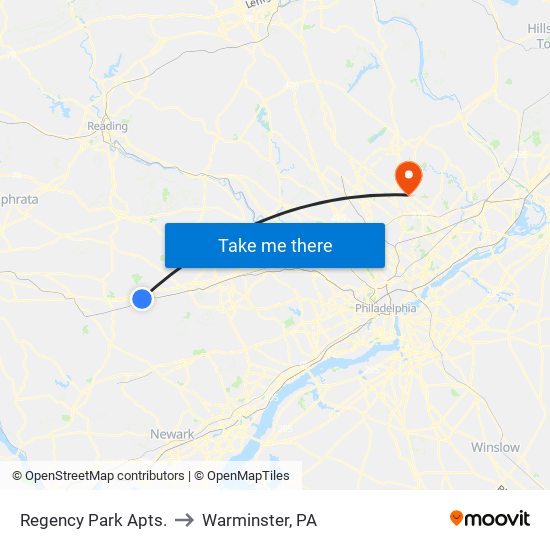 Regency Park Apts. to Warminster, PA map