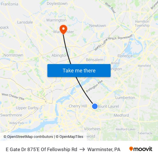 E Gate Dr 875'E Of Fellowship Rd to Warminster, PA map