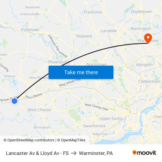 Lancaster Av & Lloyd Av - FS to Warminster, PA map