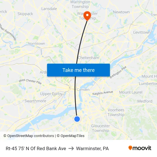 Rt-45 75' N Of Red Bank Ave to Warminster, PA map
