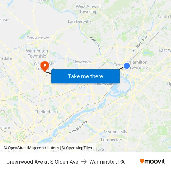 Greenwood Ave at S Olden Ave to Warminster, PA map