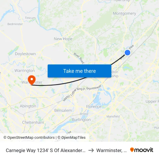 Carnegie Way 1234' S Of Alexander Rd. to Warminster, PA map