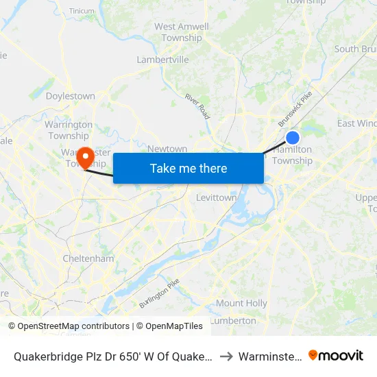 Quakerbridge Plz Dr 650' W Of Quakerbridge Rd to Warminster, PA map