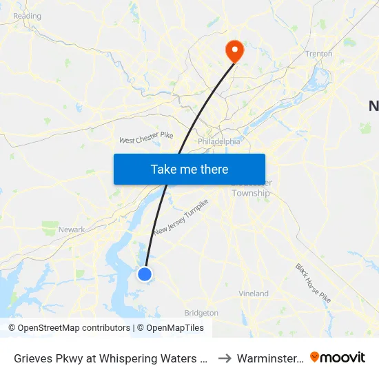 Grieves Pkwy at Whispering Waters Entrance to Warminster, PA map