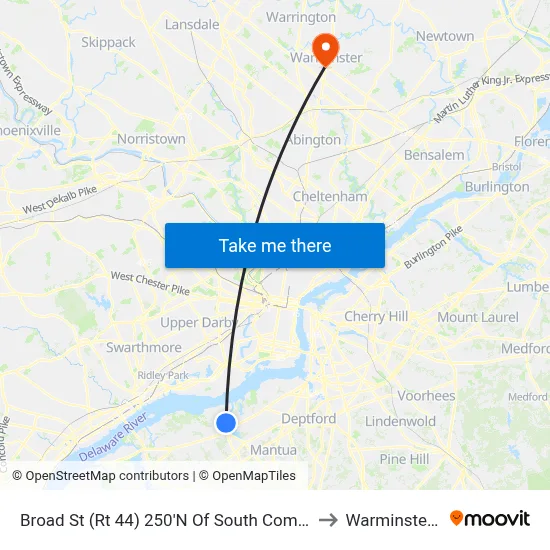 Broad St (Rt 44) 250'N Of South Commerce St to Warminster, PA map