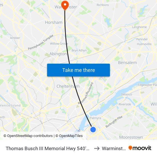 Thomas Busch III Memorial Hwy 540'N Of National H# to Warminster, PA map