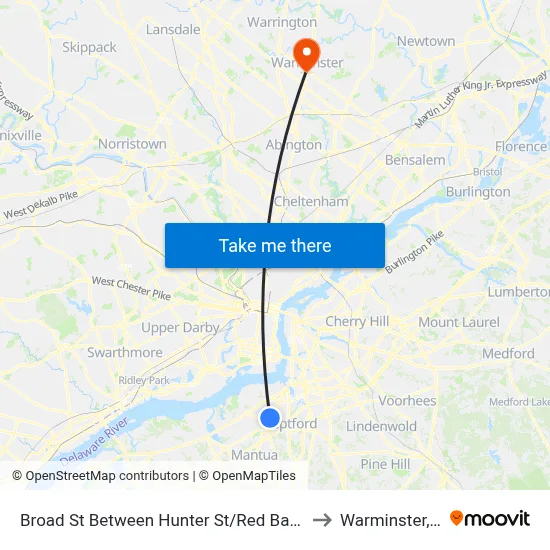 Broad St Between Hunter St/Red Bank Ave to Warminster, PA map
