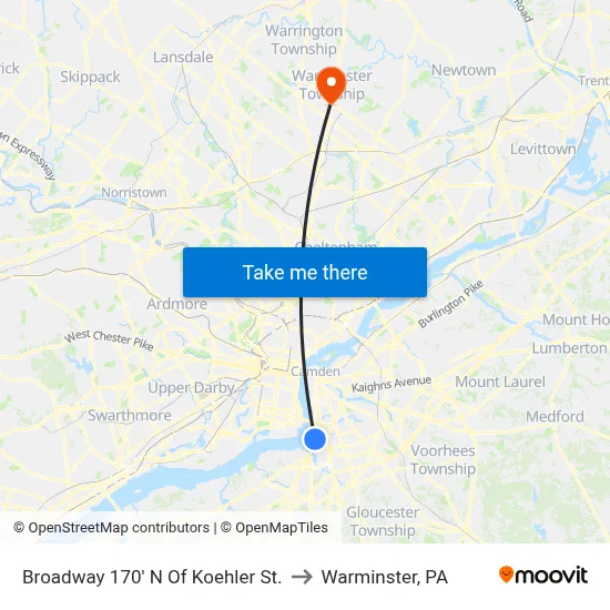 Broadway 170' N Of Koehler St. to Warminster, PA map