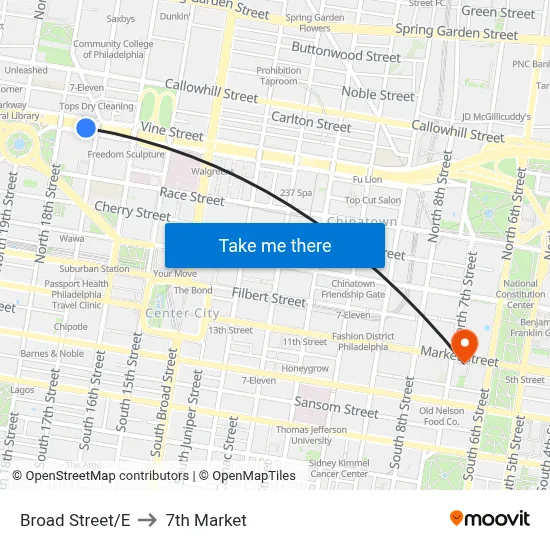Broad Street/E to 7th Market map
