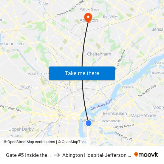 Gate #5 Inside the Wrtc to Abington Hospital-Jefferson Health map