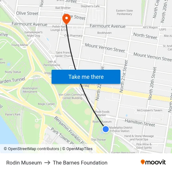 Rodin Museum to The Barnes Foundation map