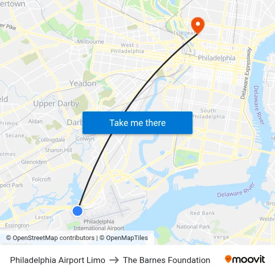 Philadelphia Airport Limo to The Barnes Foundation map
