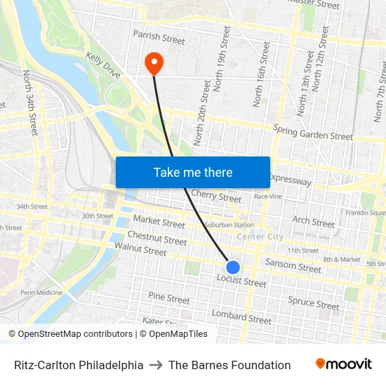 Ritz-Carlton Philadelphia to The Barnes Foundation map
