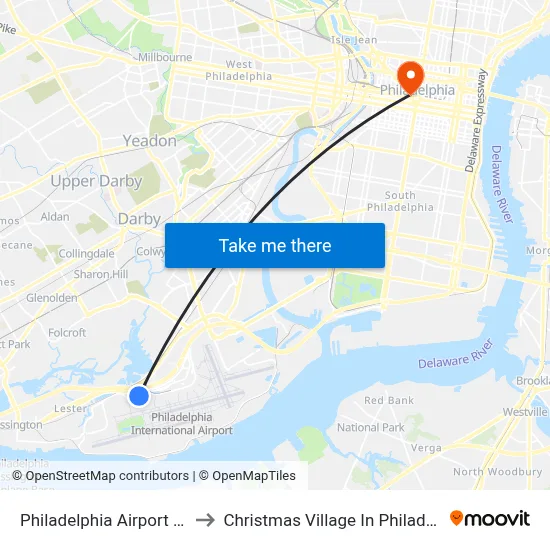 Philadelphia Airport Limo to Christmas Village In Philadelphia map