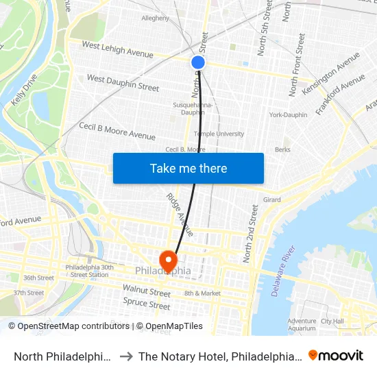 North Philadelphia Station - BSL to The Notary Hotel, Philadelphia, Autograph Collection map