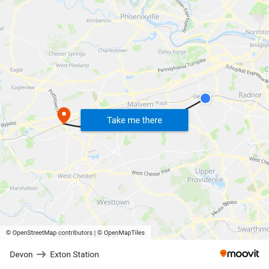 Devon to Exton Station map