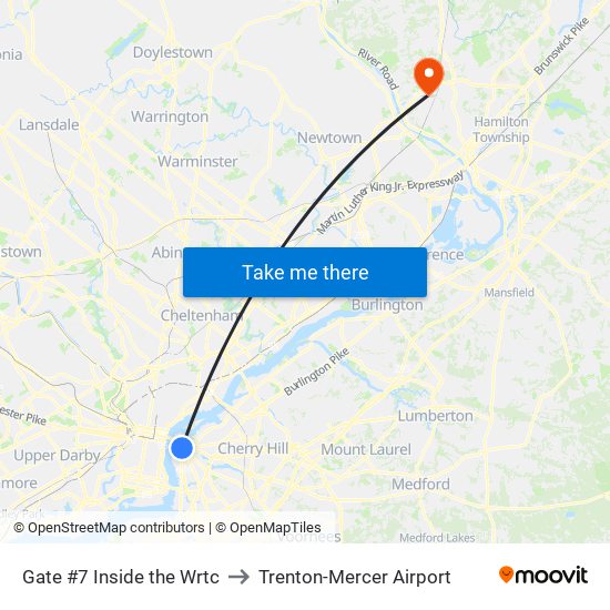 Gate #7 Inside the Wrtc to Trenton-Mercer Airport map