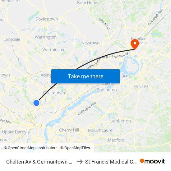 Chelten Av & Germantown Av - FS to St Francis Medical Center map