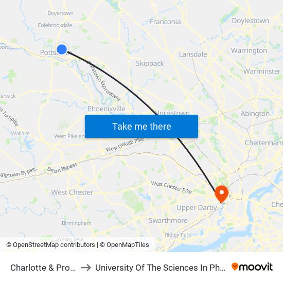 Charlotte & Prospect to University Of The Sciences In Philadelphia map