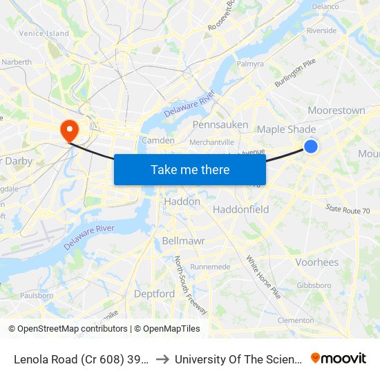 Lenola Road (Cr 608) 395'N Of K-Mart Drive to University Of The Sciences In Philadelphia map