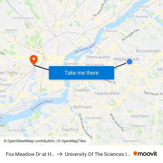 Fox Meadow Dr at Hamilton Dr to University Of The Sciences In Philadelphia map