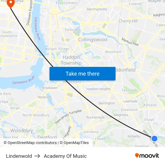 Lindenwold to Academy Of Music map