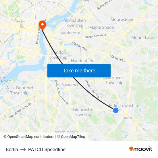 Berlin to PATCO Speedline map